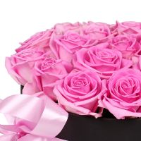 Розовые розы в коробке 23 шт Боллнас