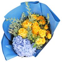 Blue and yellow bouquet Midleton
