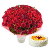 101 red roses + cake as a gift Broomfield