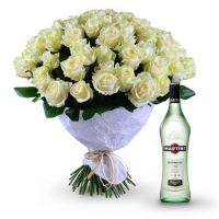 101 white roses + Martini Bianco Bali