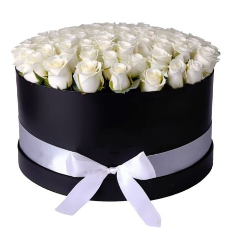 101 white roses in a box Verhnedvinsk