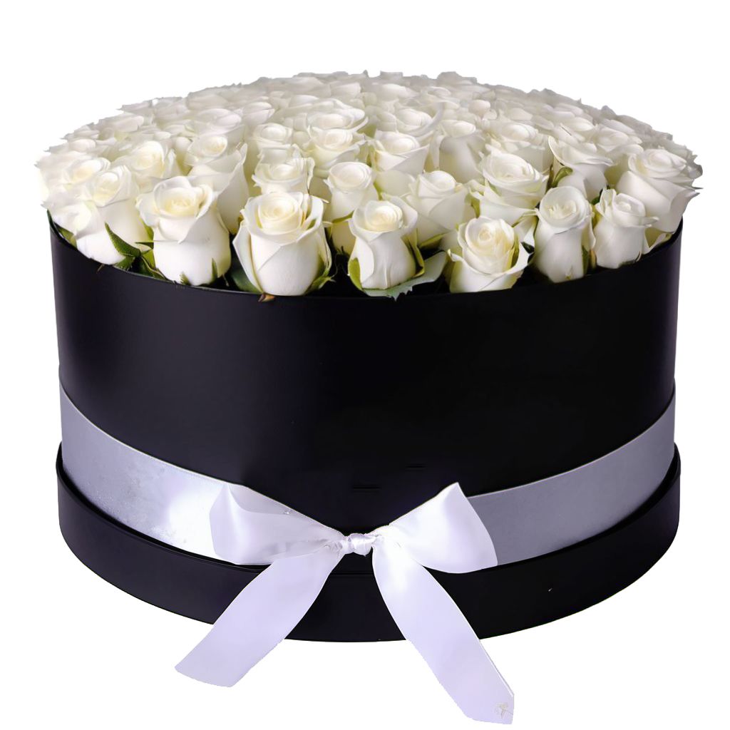 101 white roses in a box Cherikov