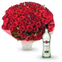 101 red roses + Martini Bianco Dusheti