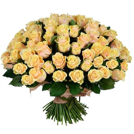 Шикарний букет роз 101 кремова троянда Київ