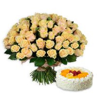 101 кремова троянда + торт в подарунок Київ