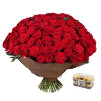 101 троянда + Цукерки Ferrero Rocher Вахау