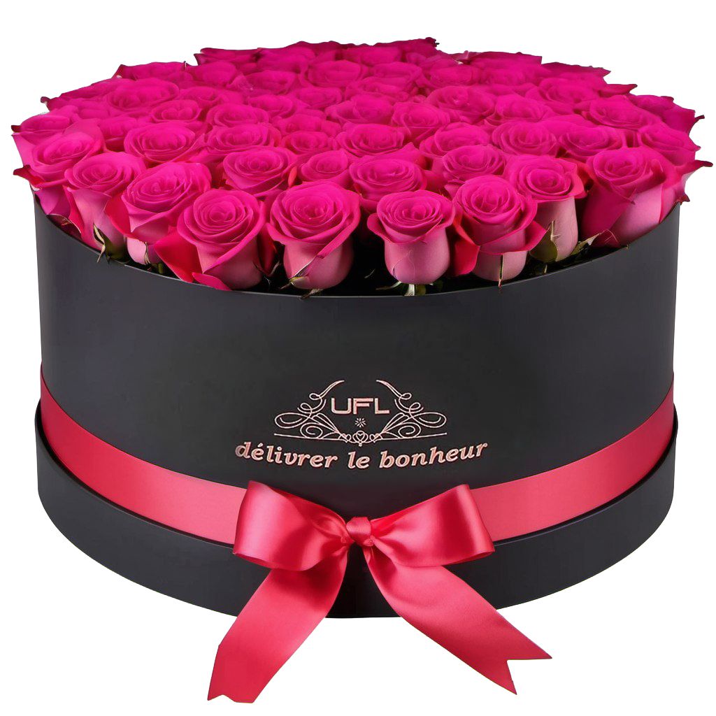 101 pink roses in a box