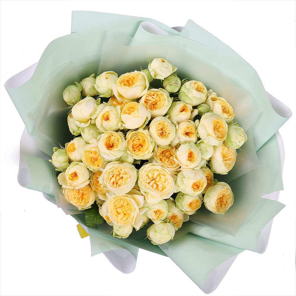 Букет желтый пионовидных роз
