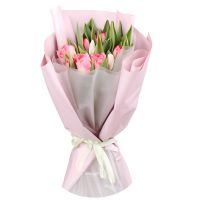 15 белых и розовых тюльпанов Кольмар