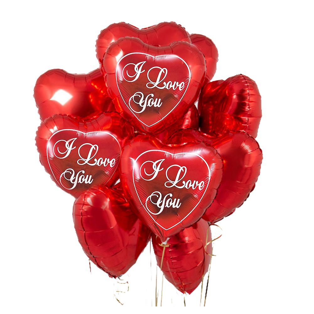 15 red heart balloons