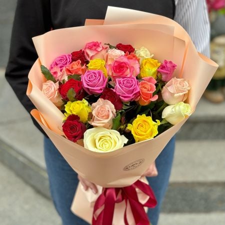 25 разноцветных роз Гринвиль