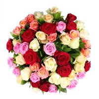 Multicolored roses (51 pcs) Zolochev