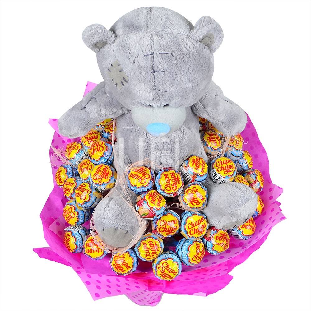 Lollipop bouquet with teddy