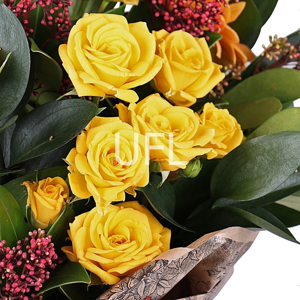 Mix of 9 Flowers in Yellow Tones