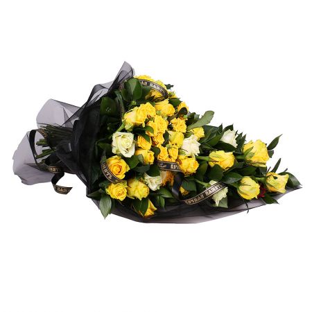 Funeral bouquet in gold color