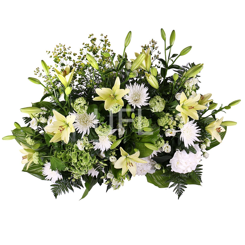 Basket of white flowers Basket of white flowers
