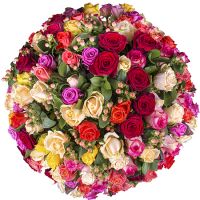 Великий букет різнокольорових троянд Ларречіа