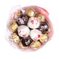 букет із шоколадних цукерок + троянда в подарунок  Сеул
