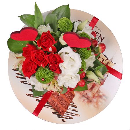 Cake with flower arrangement Cake with flower arrangement