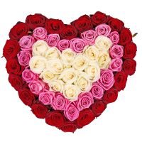 Різнокольорове серце з троянд Абілін
