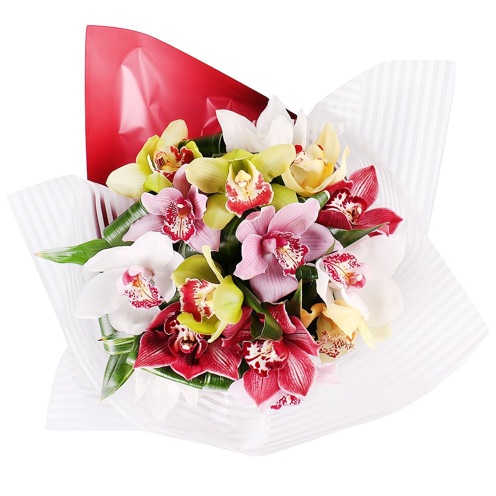 Букет цветов Разноцветные орхидеи Букет цветов Разноцветные орхидеи
