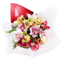 Букет квітів Різнокольорові орхидеї Городище