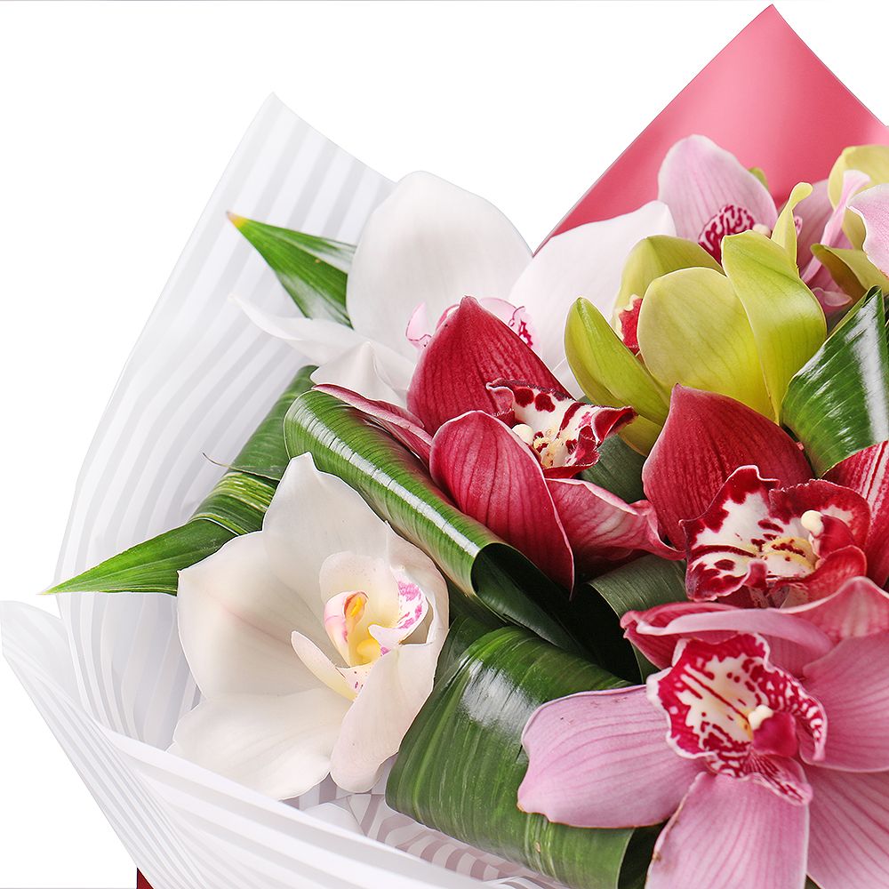 Букет квітів Різнокольорові орхидеї