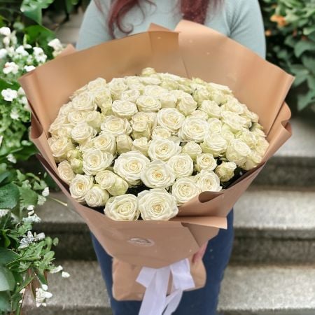 Promo! 101 white roses Saint Etienne