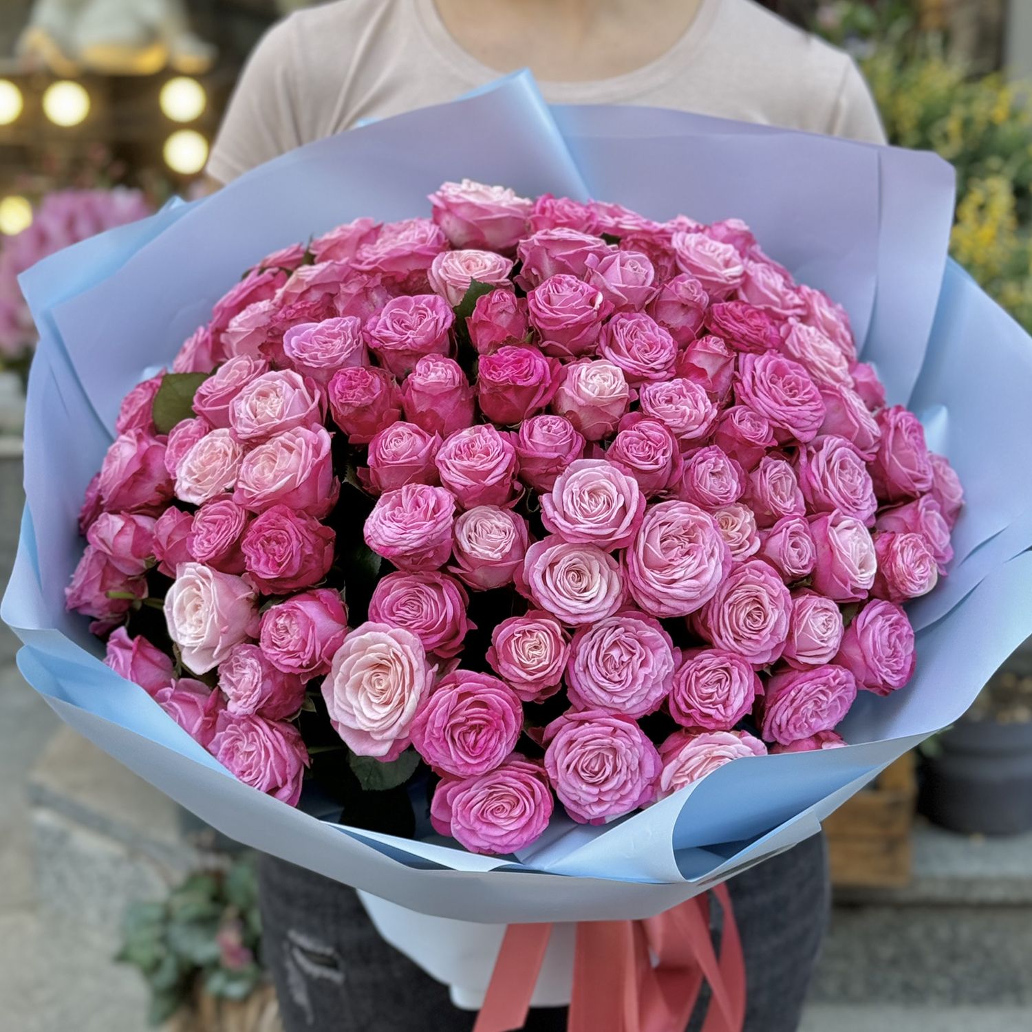 Акция! 101 ярко-розовая роза 40 см Киев - Лесной
