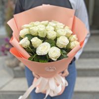 Promo! 25 white roses Yubileynoye (Kherson, Ukraine)