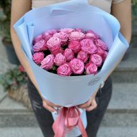 Акція! 25 яскраво-рожевих троянд 40 см Женап