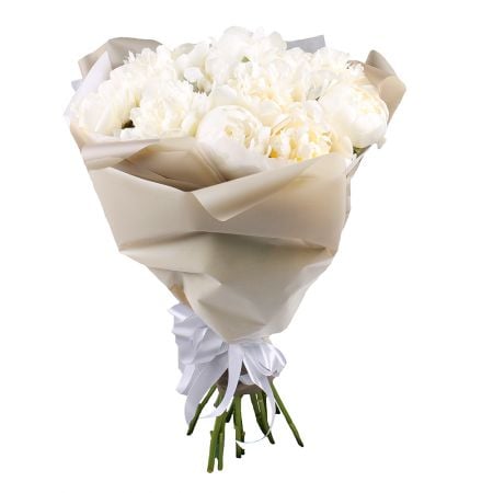 Букет цветов Белые местные пионы Ахангаран