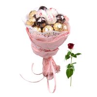 Chocolate bouquet + free rose Dabrowa Gornicza