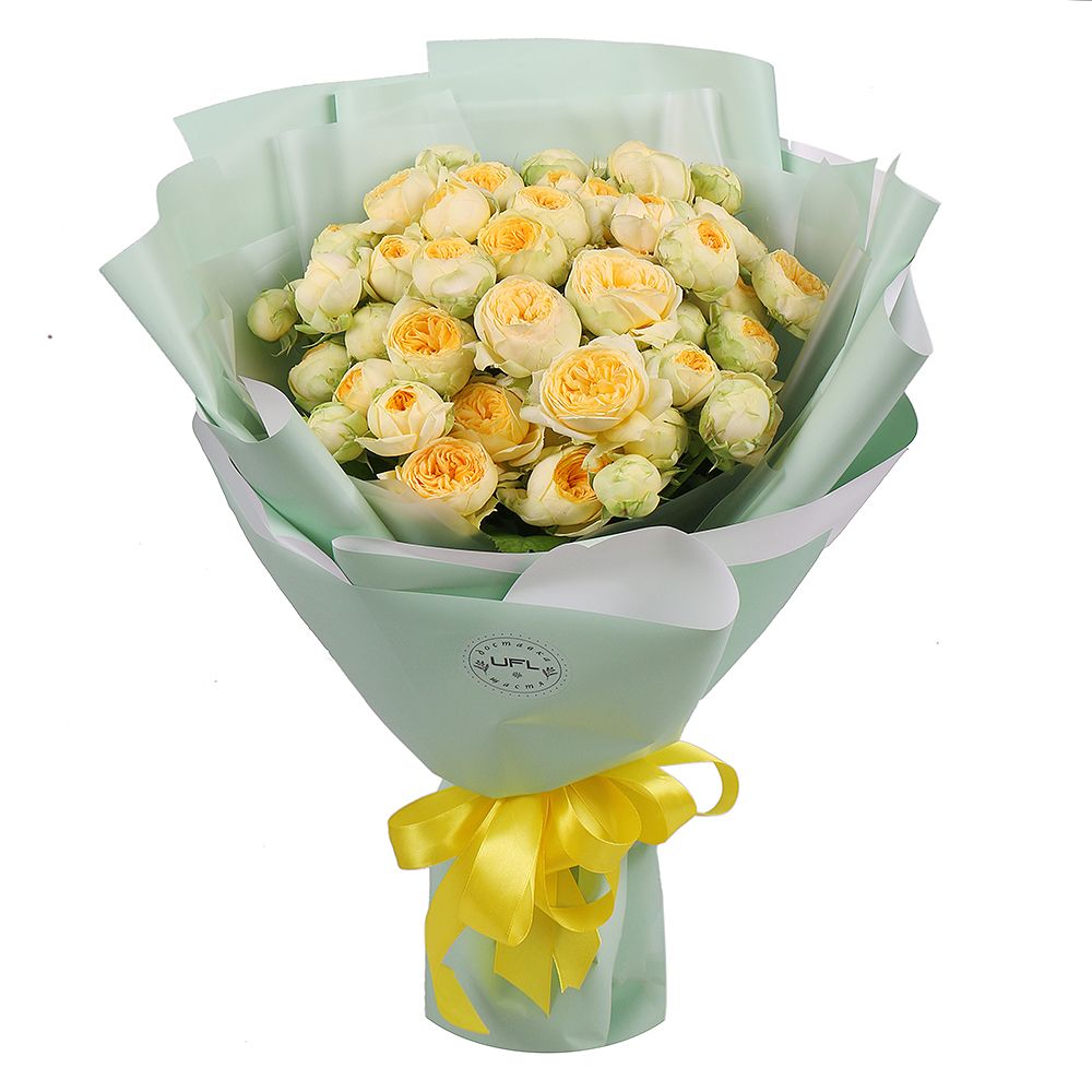 Букет жовтих півоноподібних троянд
