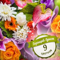 Горящий букет из 9 цветков Вольвергамптон