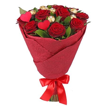 Букет роз с Днем Рождения 11 бордовых роз Мендрисио