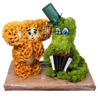 Іграшка з квітів Чебурашка і крокодил Гєна Барановичі