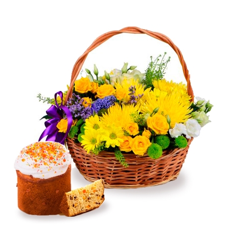Кошик сонячних квітів + пасха у подарунок Кошик сонячних квітів + пасха у подарунок
