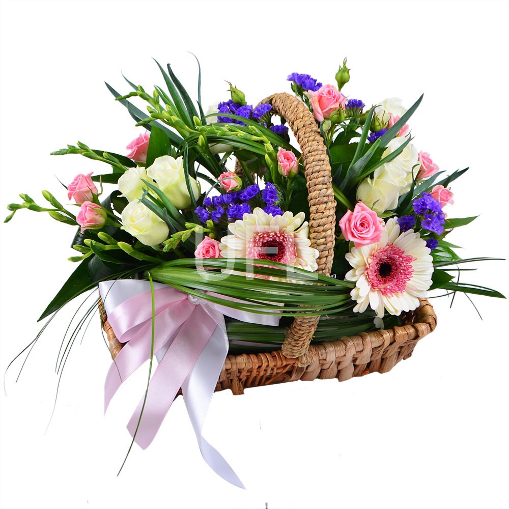 Flower basket with ribbon Flower basket with ribbon