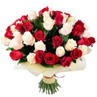 Red and cream roses (51 pcs.) Talachyn
