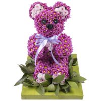 Игрушка из цветов - Лиловый мишка Портленд