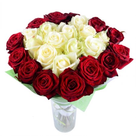 25 красно-белых роз Расейняй
