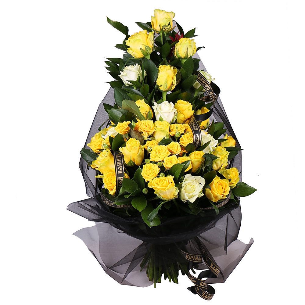 Funeral bouquet in gold color