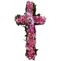 Похоронний хрест з квітів Алмати