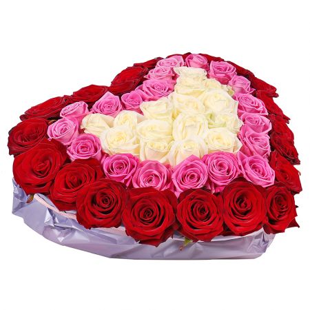 Multicolored heart of roses Avarua