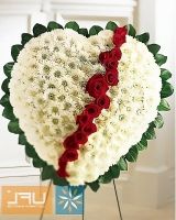 Ritual arrangement of flowers in a heart shape Alma-Ata
