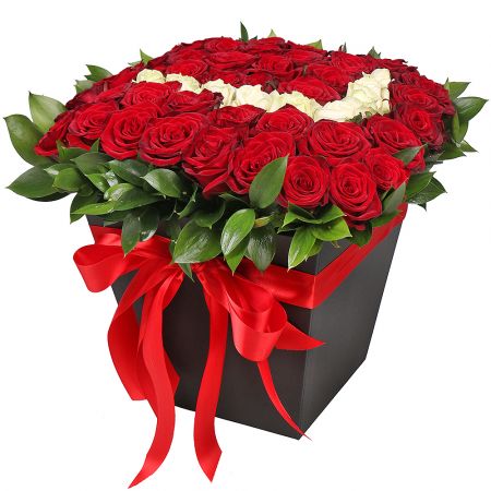 Розы 51 шт в коробке 'С любовью' Мендрисио