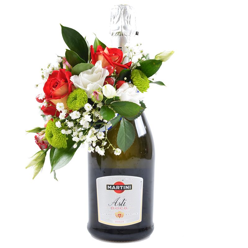 Champagne Asti Martini with flower decor Champagne Asti Martini with flower decor