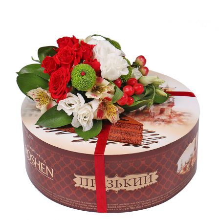 Cake with flower arrangement Kiriyat-Shemona