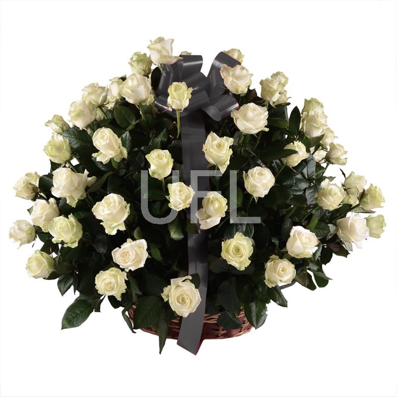 Траурна корзина з білих троянд Кендзежин-Козле